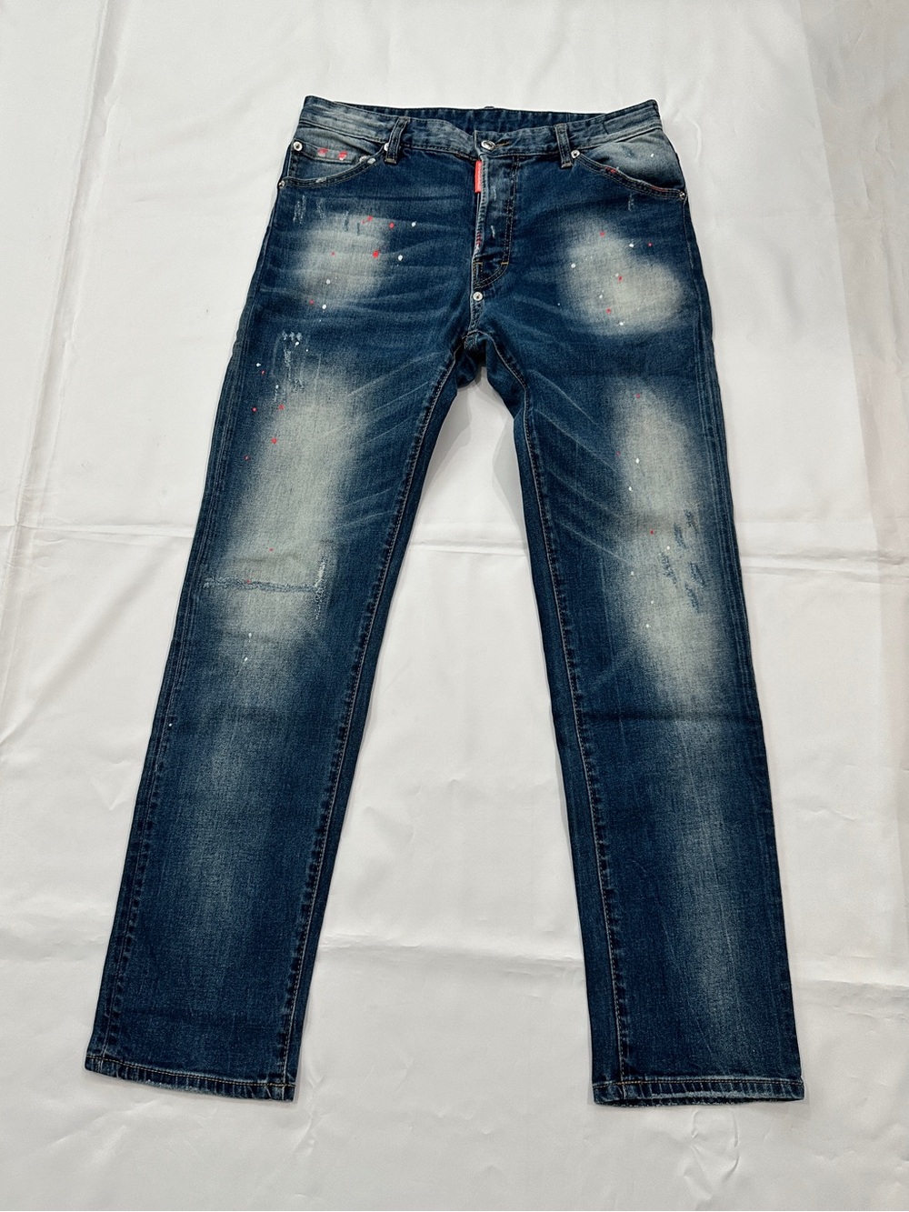Dsquared2 Slim Jeans Distressed Paint Splatter Blue Size 48 Italy / US 34